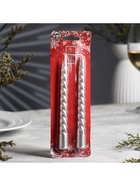 Набор свечей витых, 1.5×15 см, 2 шт., серебряный металлик - Фото 3