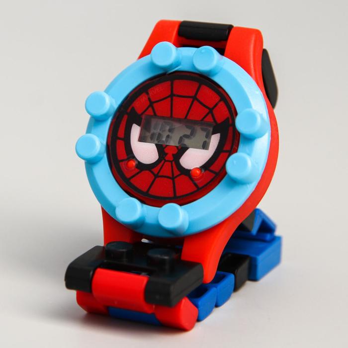 Часы наручные лего, Человек-паук, с ремешком-конструктором - Фото 1