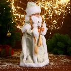 Снегурочка под ёлку «Зимнее волшебство. Белая шубка, с посошком» двигается, 40 см - Фото 3