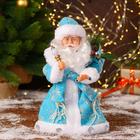 Дед Мороз "В синей шубке с подарками" двигается, с подсветкой, 30 см - фото 8728346