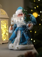 Дед Мороз под ёлку «Зимнее волшебство. В синей шубке с подарками», двигается, с подсветкой, 30 см - Фото 1