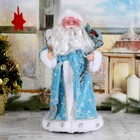 Дед Мороз "В синей шубке с подарками" двигается, с подсветкой, 38 см - фото 108362362