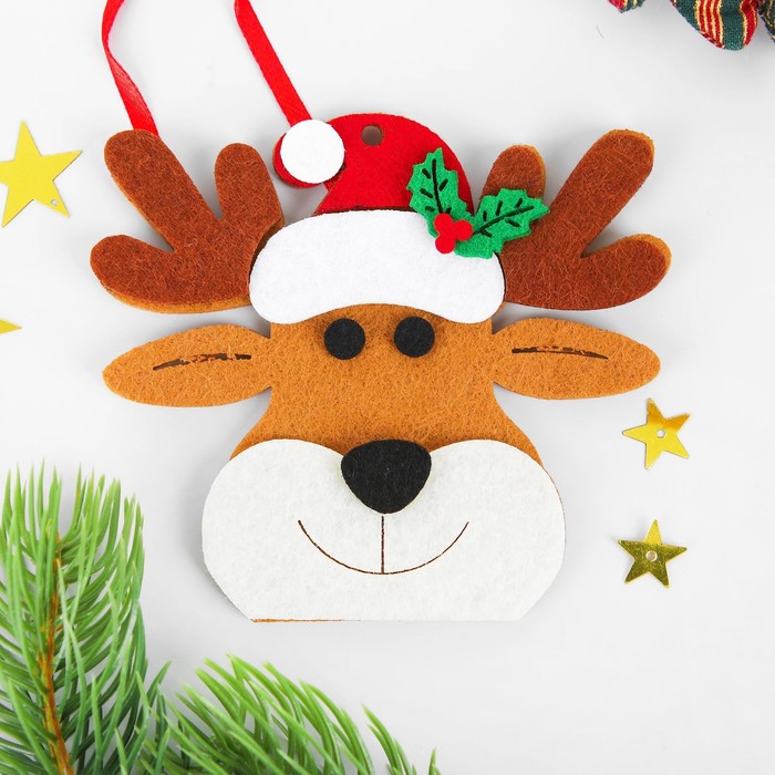 Ёлочная игрушка из фетра «Новогодний олень», своими руками - Фото 1