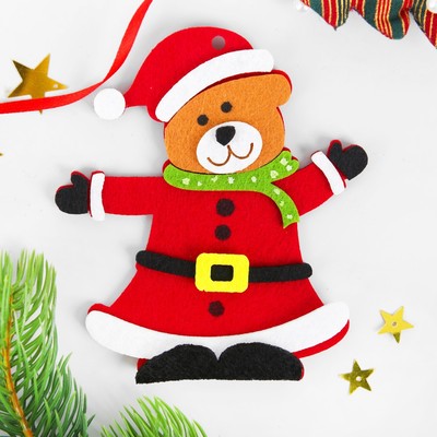 Ёлочная игрушка из фетра «Новогодний мишка», набор для творчества, своими руками