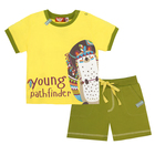 Комплект для мальчика футболка/шорты, желтый/хаки, рост 74 (48) - Фото 1
