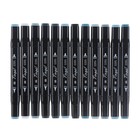 Набор маркеров Superior Tinge, профессиональные, двусторонние, чёрный корпус, 12 штук, 12 цветов, холодные серые, MS-818 - Фото 3