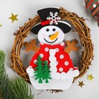 Набор для творчества - создай новогоднее украшение «Венок - снеговик с ёлочками» - фото 8728680