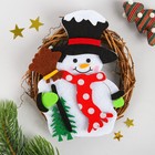 Набор для творчества - создай новогоднее украшение «Венок - снеговик с метлой» - фото 8728685