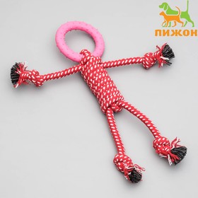Игрушка канатная "Человечек" с игрушкой из термопластичной резины, микс цветов