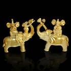 Сувенир золото "Слоны" набор из 2 шт 18х17,5х8,5 см - Фото 1