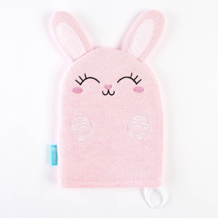 Мочалка детская для купания «Зайка», варежка, из махры - Фото 1