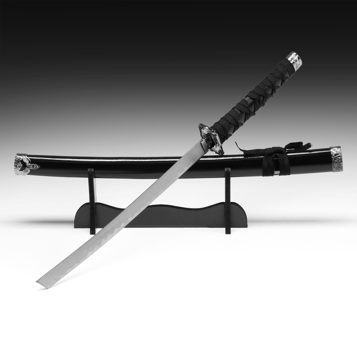 Сувенирное оружие «Катана на подставке», чёрные ножны, 100 см, микс