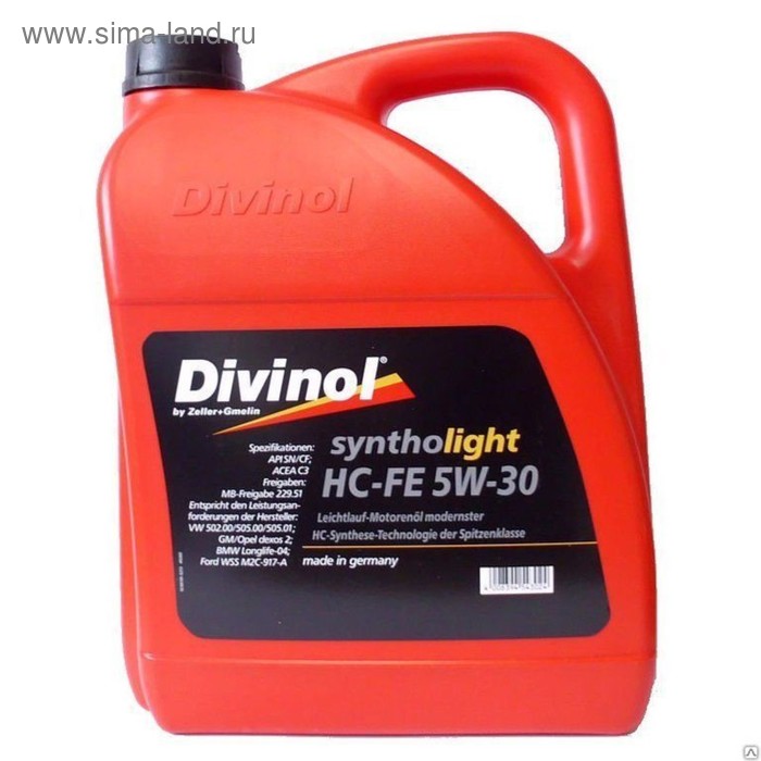 Масло моторное DIVINOL Syntholight HC-FE 5W-30, 4 л - Фото 1