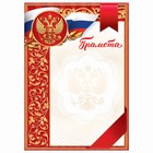 Грамота классическая «Российская символика», красная, 157 гр/кв.м - фото 318120556