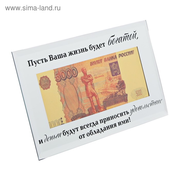 Купюра 5000 рублей в рамке "Пусть ваша жизнь будет богатой...", 19,5 х 11,5 см - Фото 1