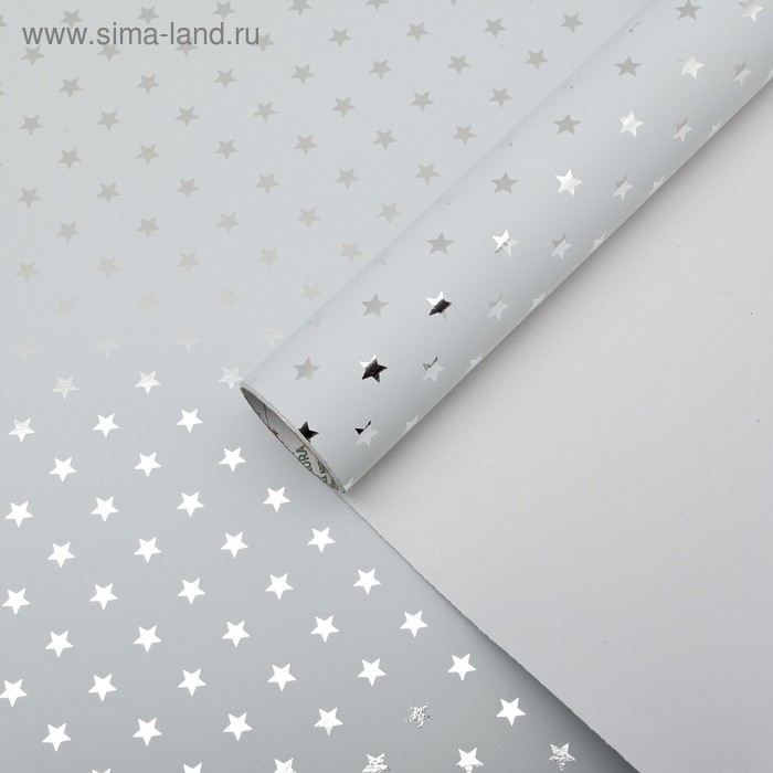 Бумага упаковочная металлизированная, бело-серебряный, 50 см х 5 м - Фото 1