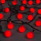 Гирлянда «Нить» 5 м с насадками «Шарики красные», IP20, тёмная нить, 30 LED, свечение красное, 8 режимов, 220 В - фото 3721606