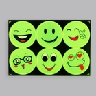 Светоотражающие наклейки «Смайлы», d=6.5 см, 6 шт. на листе, салатовые - Фото 4