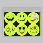 Светоотражающие наклейки «Смайлы», d=6.5 см, 6 шт. на листе, салатовые - Фото 5