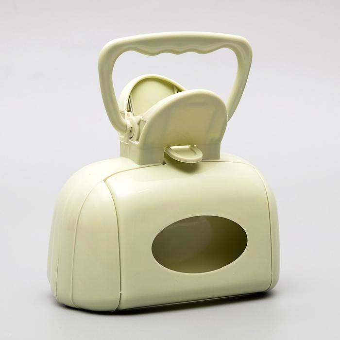 Совок для уборки за собаками с карманом для пакетов, 15,5 см х 9,5 см х 13 см, зелёный - Фото 1