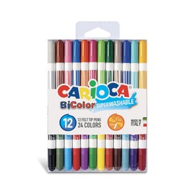 Фломастеры двусторонние 24 цвета, 12 штук, Carioca 