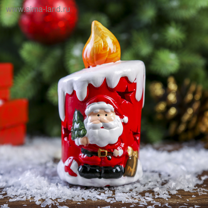Подсвечник керамика "Дед Мороз свеча" 11,7х6,5х6,5 см - Фото 1