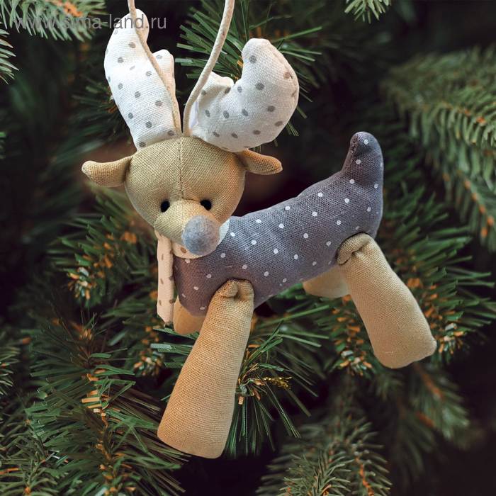 Новогодняя ёлочная игрушка, Набор для создания подвески из ткани «Олень в шарфике» - Фото 1