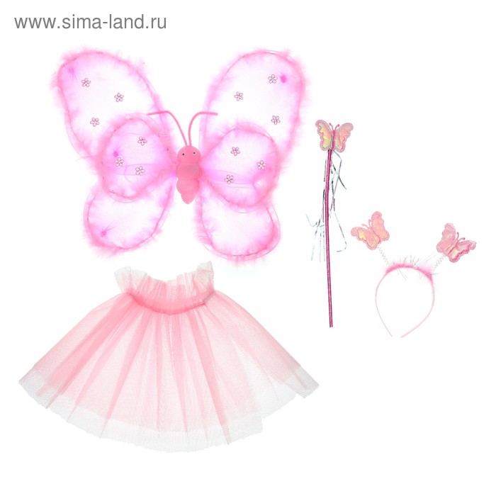 Карнавальный набор «Фея», 4 предмета: крылья, жезл, юбка, ободок, 3-5 лет - Фото 1
