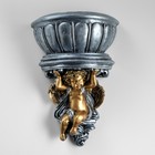 Кашпо настенное декоративное "Ангел", серо-золотистое, гипс, 24х12х35 см - Фото 2
