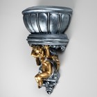 Кашпо настенное декоративное "Ангел", серо-золотистое, гипс, 24х12х35 см - Фото 3