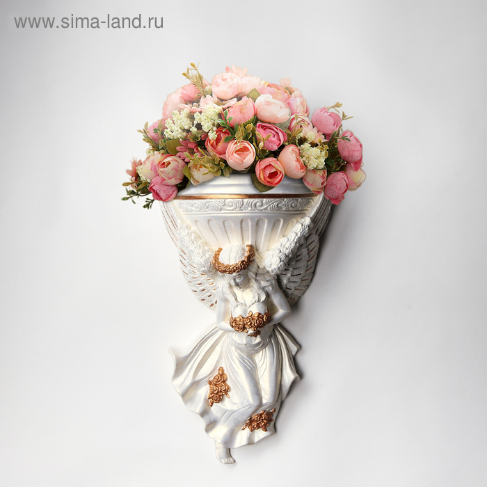 Кашпо настенное декоративное "Ангел", белое, гипс, 24х14х41 см - Фото 1