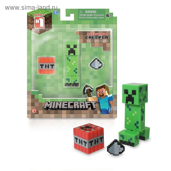 Фигурка Minecraft Creeper "Крипер с аксессуарами",пластиковая, 8 см - Фото 1