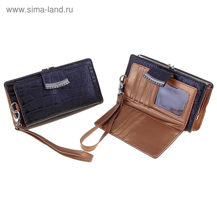 Кошелёк женский на рамке, 1 отдел, отдел для кредиток, наружный карман, матовый, фиолетовый - Фото 1