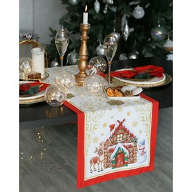 Дорожка на стол «Этель» Новогодняя сказка 40×147 ±3 см, 100% хлопок, саржа 190 г/м²  (артикул 3629028)  большой выбор товаров оптом и в розницу по низким ценам с доставкой