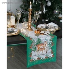 Дорожка на стол Этель «Новогодний лес» 40×147 ±3 см, 100% хлопок, саржа 190 г/м², белая/зелёная 3629034