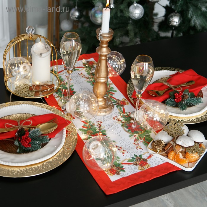 Дорожка на стол "Этель" Рождественский бал 30х70 см, 100% хл, саржа 190 гр/м2 - Фото 1