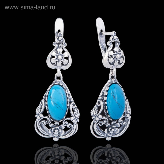 Серьги "Ярославна", цвет бело-голубой в чернёном серебре (3892219 ...