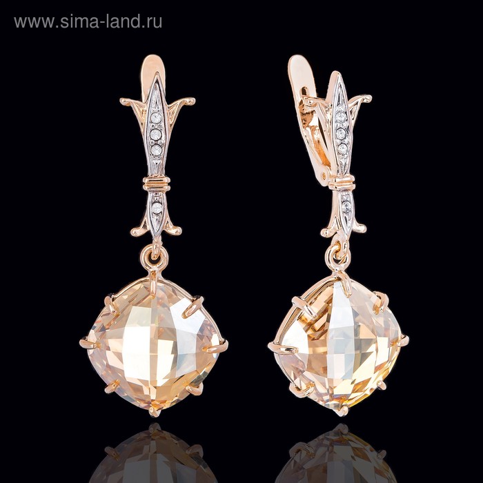 Серьги «Августа», цвет жёлтый в золоте - Фото 1