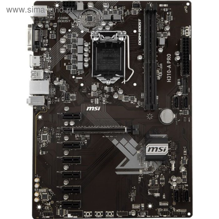 Материнская плата MSI H310-A PRO Soc-1151v2 Intel 2xDDR4 ATX AC`97 (7.1) GbLAN+DVI+HDMI - Фото 1