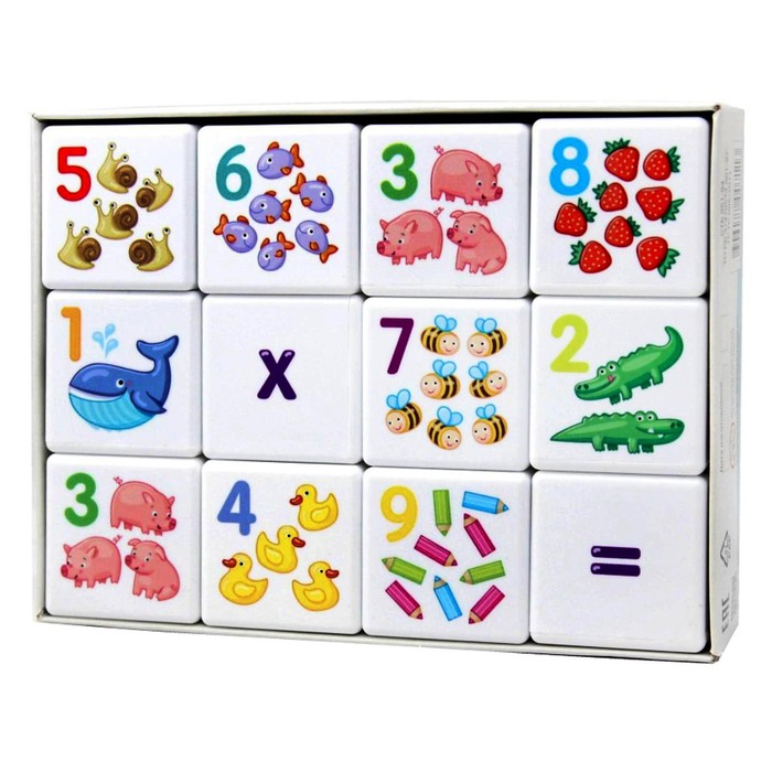 Кубики 12 шт «Кубики для умников. Арифметика» - Фото 1