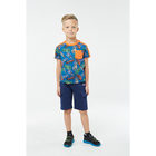 Комплект для мальчика (футболка, шорты), оранж. скейт/т.синий, рост 122 - Фото 1