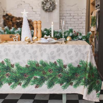 Скатерть новогодняя «Этель» Еловые ветви 220×148± 3 см, 100% хл, саржа 190 г/м²