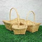 Набор корзин плетеных ива, 38×30×h=14/18(38), 32×24× h=12,5/16(33), 26×18× h=11/14(28), 3 шт - Фото 1