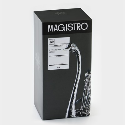 Набор ложек на подставке Magistro «Серебряный лебедь», 7,5×5×14 см, 7 предметов, цвет серебряный