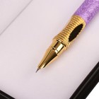 Ручка подарочная, перьевая, в кожзам футляре, корпус фиолетовый - Фото 3