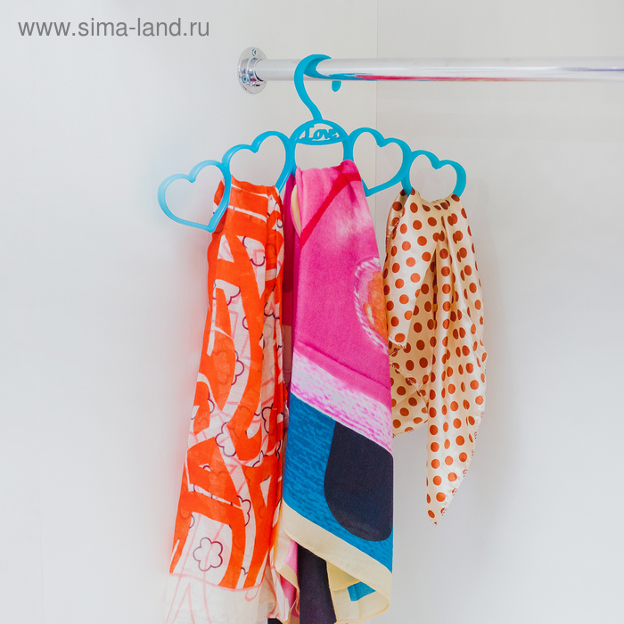Плечики для галстуков и шарфов Доляна «Сердце», 39×19×1,5 см, цвет МИКС - Фото 1