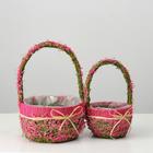 Набор корзин «Цветочный бантик», 2 шт, 22×12/32 см, 16×10/26 см, трава - Фото 2