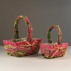 Набор корзин «Цветочный бантик», 2 шт, 25×17×11/28 см, 19×10×9/22 см, трава - Фото 2