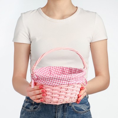 Корзина плетёная «Клеточка», 22×12/30 см, ива, ткань