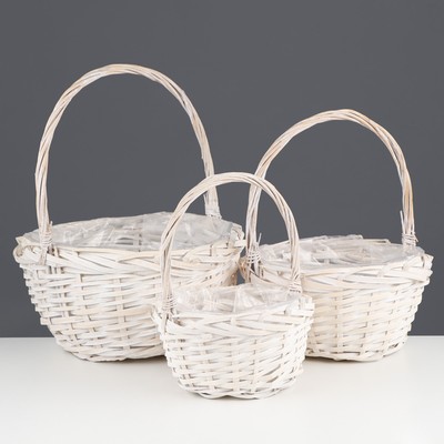 Набор корзин плетёных «Вьюнок», 3 шт., 30×14.5/36 см, 24×12.5/31 см, 19.5×10.5/25.5 см, ива